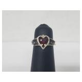 .925 Sterling Silver Ruby Heart Ring