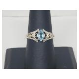 .925 Sterling Silver Aquamarine Ring