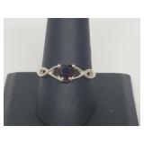 .925 Sterling Silver Amethyst Heart Ring