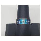 .925 Sterling Silver Blue Ombre Band .925 Sterling Silver Blue Ombre Band