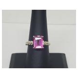 .925 Sterling Silver Pink Tourmaline Ring