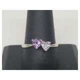 .925 Sterling Silver Double Heart Ring .925 Sterling Silver Double Heart Ring