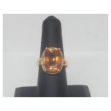 Vermeil/.925 Sterling Silver Orange Stone Ring