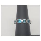 .925 Sterling Silver Blue Topaz Band