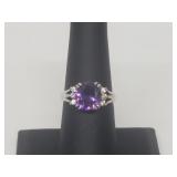 .925 Sterling Silver Amethyst Ring