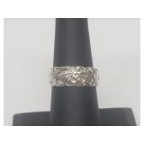 .925 Sterling Silver Floral Band