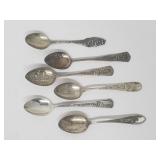 Set of 6 Sterling Collector Spoons  69.4 Grams