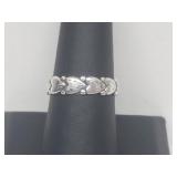 .925 Sterling Silver Signed Heart Band