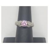 .925 Sterling Silver Pink Tourmaline Ring