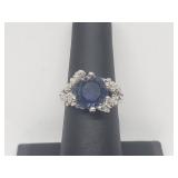 .925 Sterling Silver Sapphire Ring