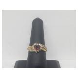 Vermeil/.925 Sterling Silver Ruby/Diamond Ring