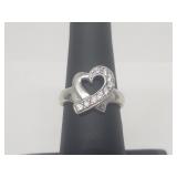 .925 Sterling Silver Heart Gemstone Ring