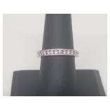 .925 Sterling Silver Pink Gemstone Band