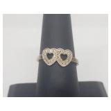 .925 Sterling Silver Double Heart Ring