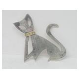 .925 Sterling Silver Cat Cutout Brooch
