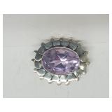 .925 Sterling Silver Amethyst Brooch/Pendant