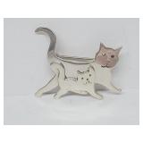 .925 Sterling Silver Cat Brooch