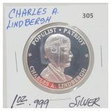 1oz .999 Silver Charles Lindbergh Round