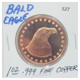 1oz .999 Copper Bald Eagle Round