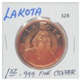 1oz .999 Copper Lakota Round