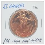 1oz .999 Copper St Gaudens Round