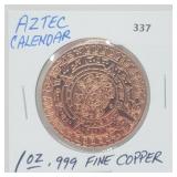 1oz .999 Copper Aztec Calendar Round