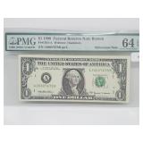 PMG 1999 Boston $1 Federal Reserve Note