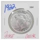 1922 90% Silver Peace $1 Dollar