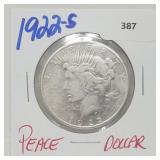 1922-S 90% Silver Peace $1 Dollar