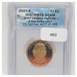 ICG 2007-S PR70 DCAM Jefferson $1 Dollar