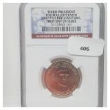 NGC 2007-P Brilliant UNC Jefferson $1 Dollar