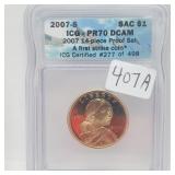 ICG 2007-S PR70 DCAM Native American $1 Dollar