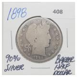 1898 90% Silver Barber Half $1 Dollar