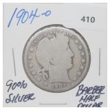 1904-O 90% Silver Barber Half $1 Dollar