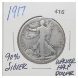 1917 90% Silver Walker Half $1 Dollar