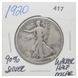 1920 90% Silver Walker Half $1 Dollar