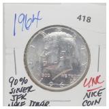 1964 90% Silver UNC JFK Half $1 Dollar
