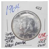 1964 90% Silver UNC JFK Half $1 Dollar