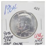 1964 90% Silver UNC JFK Half $1 Dollar