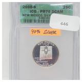 ICG 2008-S PR70DCAM 90% Silver New Mexico Quarter