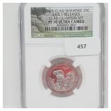NGC 2016-S PF70 Ultra Cameo Clad Shawnee Quarter
