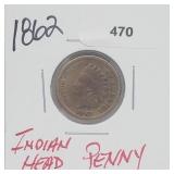 1862 Indian Head Penny One Cent