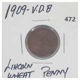 1909 VDB Lincoln Wheat Penny One Cent