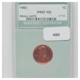 NTC 1960 PR67 RD Sm Date Lincoln Penny One Cent
