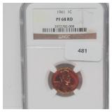 NGC 1961 PF68RD Lincoln Penny One Cent