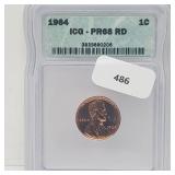 ICG 1964PR68RD Lincoln Penny One Cent