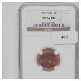 NGC 1966 SMS MS67RD Lincoln Penny One Cent