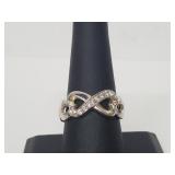 .925 Sterling Silver Gemstone Entwined Hearts Ring