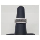 .925 Sterling Silver Black Crystal Ring