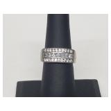 .925 Sterling Silver Gemstone Three Row Ring .925 Sterling Silver Gemstone Three Row Ring